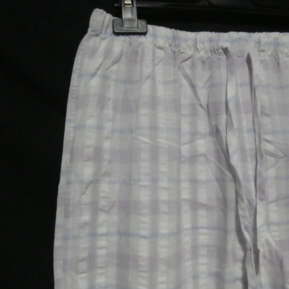 TIME OUT | medium | Lilac - Blue - White Plaid Pajama Bottoms | Ruffled Hem - Picture 3 of 16